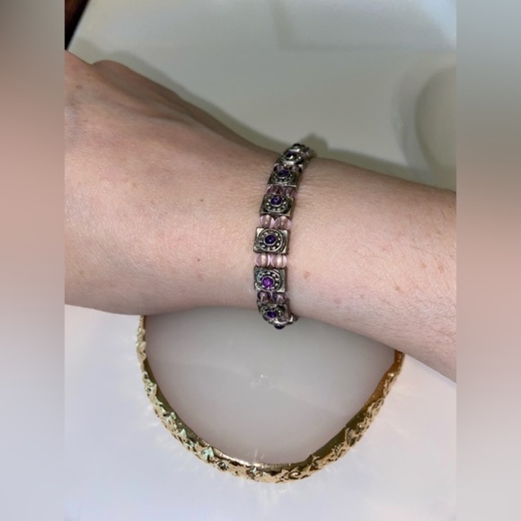 2 for 30$ Woman Stretchy bracelet with‎ purple gems and lilac beads Y2K - Picture 3 of 5